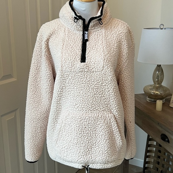 ❤️PINK Victoria’s Secret❤️ Sherpa Quarter Zip - Picture 2 of 11